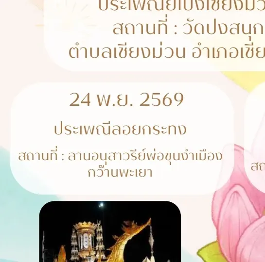 ประเพณีลอยกระทง ณ ลานอนุสาวรีย์พญางำเมือง 2569